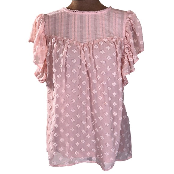 Umgee Tops - Umgee USA Sheer Boho Blouse Women's Medium Pink Flutter Sleeve Lined Floral NWT